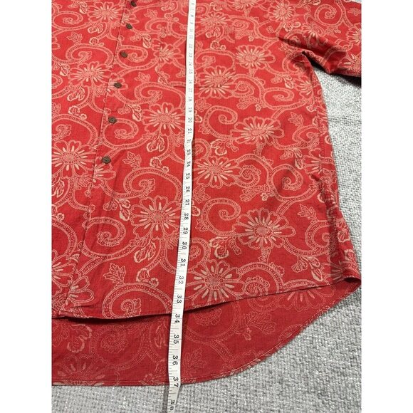 Vintage Abercrombie & Fitch The Big Shirt Mens XL Red Floral 90s Y2K Linen Blend - Picture 8 of 10